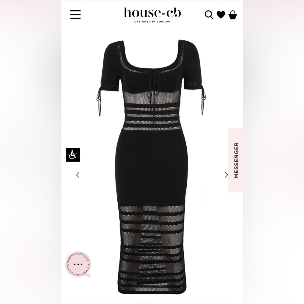 NEW HOUSE OF CB LILLA BLACK OPENWORK KNIT 
MIDI DRESS SIZE XS - Picture 9 of 15